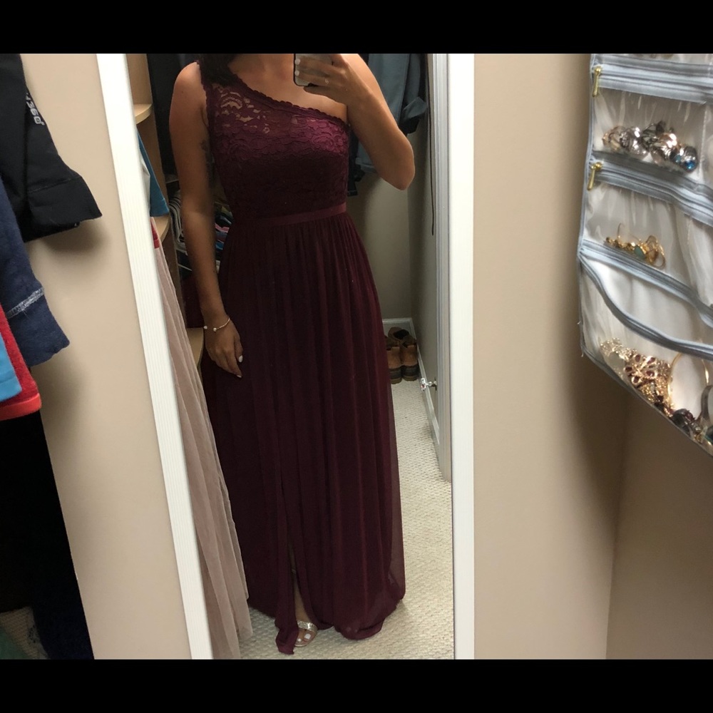 David’s Bridal Wine Long Lace Dress